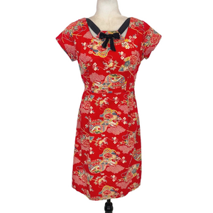 Revival red retro floral pinup dress
